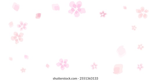 Cherry blossoms, spring flower garden vector illustration on white background. Petals of pink rose spa background. 