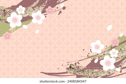 Cherry blossoms spring Japanese pattern background illustration