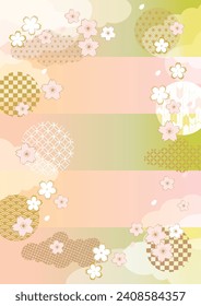 Cherry blossoms spring Japanese pattern background illustration