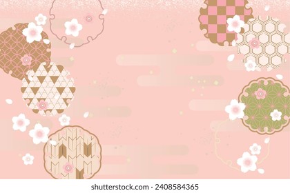 Cherry blossoms spring Japanese pattern background illustration