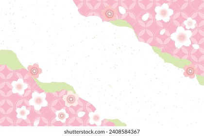 Cherry blossoms spring Japanese pattern background illustration