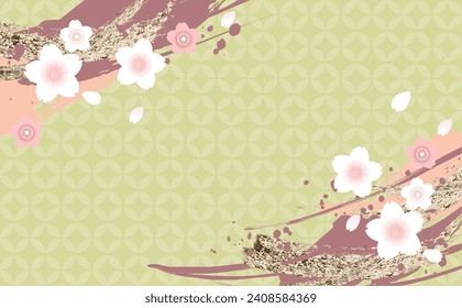 Cherry blossoms spring Japanese pattern background illustration