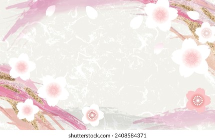 Cherry blossoms spring Japanese pattern background illustration