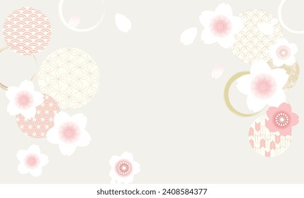 Cherry blossoms spring Japanese pattern background illustration