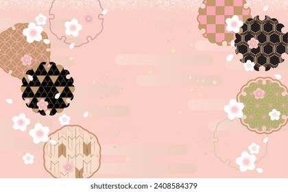 Cherry blossoms spring Japanese pattern background illustration