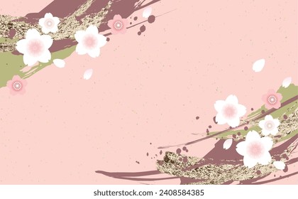 Cherry blossoms spring Japanese pattern background illustration