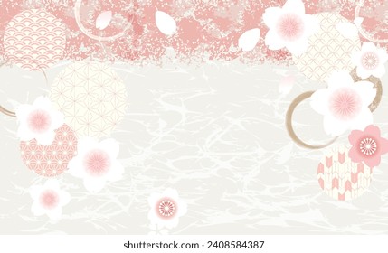 Cherry blossoms spring Japanese pattern background illustration