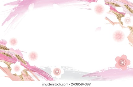 Cherry blossoms spring Japanese pattern background illustration