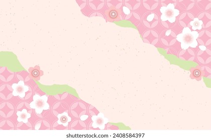 Cherry blossoms spring Japanese pattern background illustration