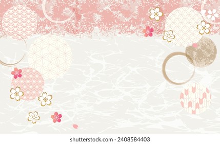 Cherry blossoms spring Japanese pattern background illustration