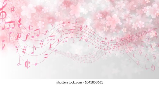Cherry Blossoms spring note background
