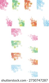 Cherry blossoms, summer maples, autumn leaves, and snowflakes. Illustrations of Japan's four seasons, both vertical and horizontal variations.