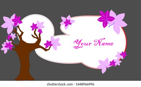 Cherry blossoms with a text box on the side and gray background