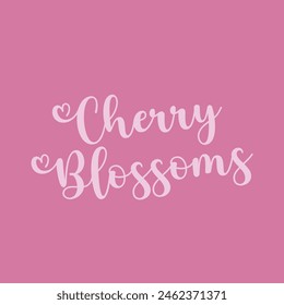 texto de flores de cerezo sobre fondo rosa.