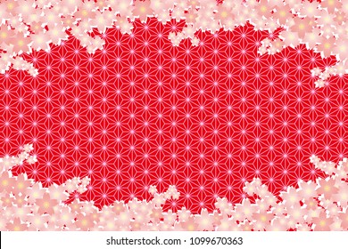 Cherry blossoms and traditional Japanese patterns