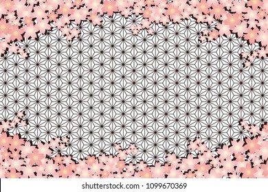 Cherry blossoms and traditional Japanese patterns