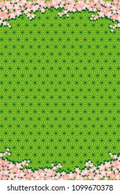 Cherry blossoms and traditional Japanese patterns