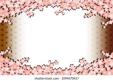 Cherry blossoms and traditional Japanese patterns