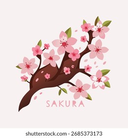 Ilustración vectorial de flores de cerezo – Hermoso diseño de silueta de flor de Sakura