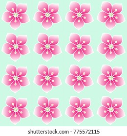 Cherry blossoms. Vector seamless pattern.