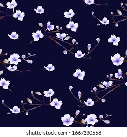 cherry blossom.Seamless pattern.Doodle vector illustration for wedding design, logo, greeting card, printing, cherry blossom.