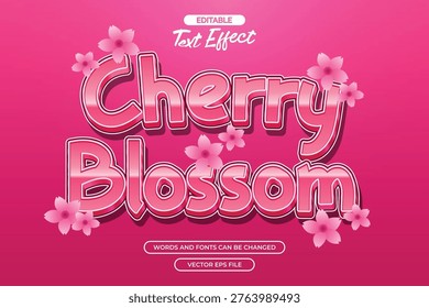 Cherry blosson editable text effect with pink text and with flowers decoration