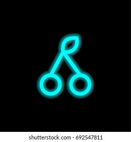 Cherry blue glowing neon ui ux icon. Glowing sign logo vector