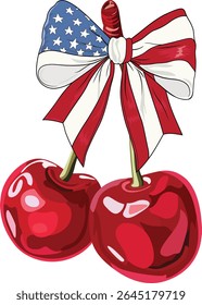 cherry bow with American flag vector