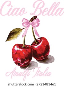 Cherry Bow Bows itally cetim muito misturado multi bundle cetim feminino fita coquette francês Paris Paris Paris pelúcia romântica meninas estilo tendência rosa t-shirt design Slogan Logo Vetor gráfico Tee shirt vestuário impressão luxe moda