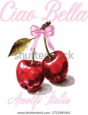 Cherry Bow Bows itally satin pretty mixed multi bundle satin girly ribbon coquette French Paris Parisian plush romantic girls trending style pink t-shirt design Slogan Logo Graphic Vector Tee shirt apparel print luxe fashion