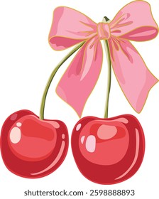 Cherry Bow Design Vectors  Illustrations for  t shirt, poster, print, apparel, business or art works.