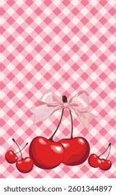 Cherry Bow Plaid Heart wallpaper vector