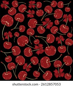 Cherry Bow Seamless Patterns vector design illustration