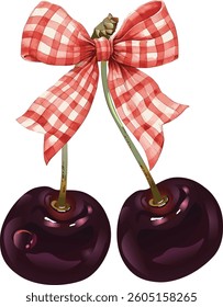 Cherry bow vector  illustration for t shirt, poster, print, apparel, or art works.