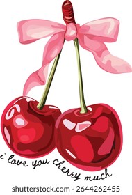 Cherry bow vector illustration for t-shirt graphics 