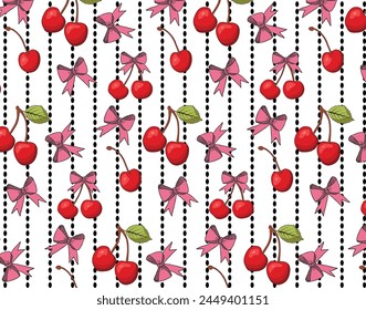 Cereza con estampado de arcos sobre rayas