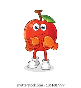 Cherry boxer character. cartoon mascot vector