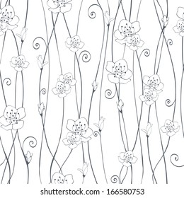 Cherry branch in blossom. Seamless texture.