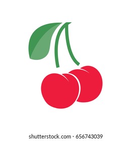 Cherry with branch and leaf. Vector illustration. EPS10
