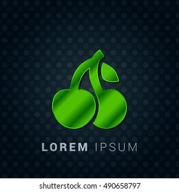 Cherry Bright Green chromium precious metallic 3D Icon / Logo Design