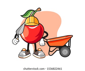 Cherry builder cartoon. Mascot Character vector.