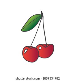 cherry bunch, two cherries, cherry, red cherry logotype, doodle cherry
