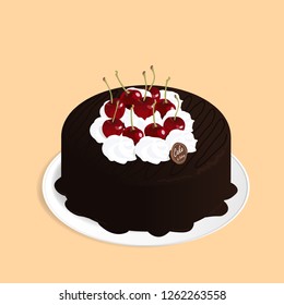 cherry cake chocolate,cafe bakery vector