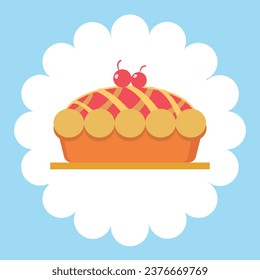 Icono de pastel de cerezo al estilo de caricatura aislado en fondo blanco. Ilustración del vector