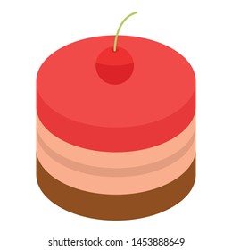 Cherry cake icon. Isometric of cherry cake vector icon for web design isolated on white background