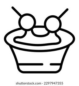 Cherry cake icon outline vector. Austrian food. Restaurant cuisine