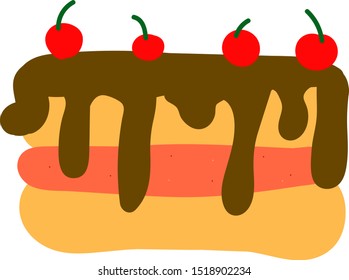 Kirschkuchen, Illustration, Vektorgrafik auf weißem Hintergrund.
