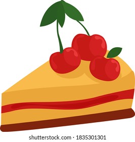 Cherry cake, illustration, vector on white background