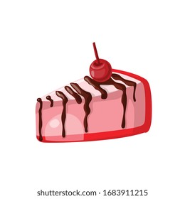 cherry cake piece simple illustration vector clip art