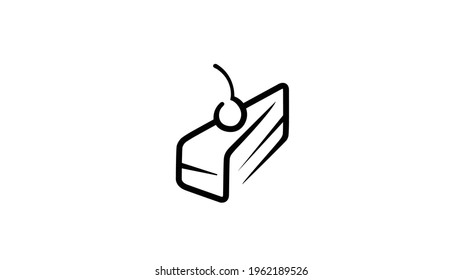 Cherry Cake Strawberry Lines Drawing Logo Vector Illustration